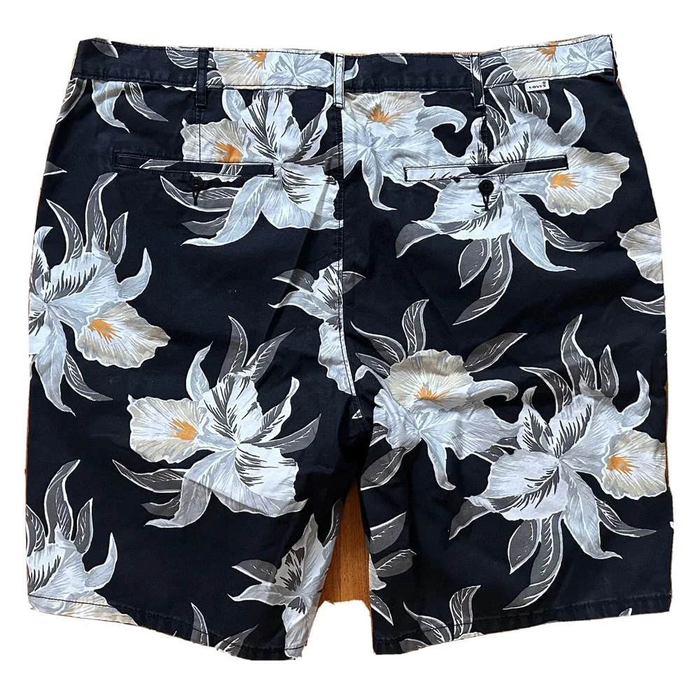 Levi Strauss Floral Shorts Mens W40 Floral Navy‎ Leaf Classic Chino Shorts